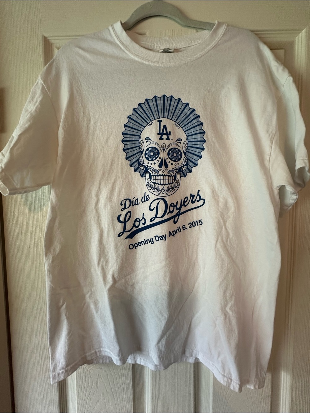 Los Doyers Día de Los Dodgers White Graphic T‑Shirt #dodgers #sweepstakes #la